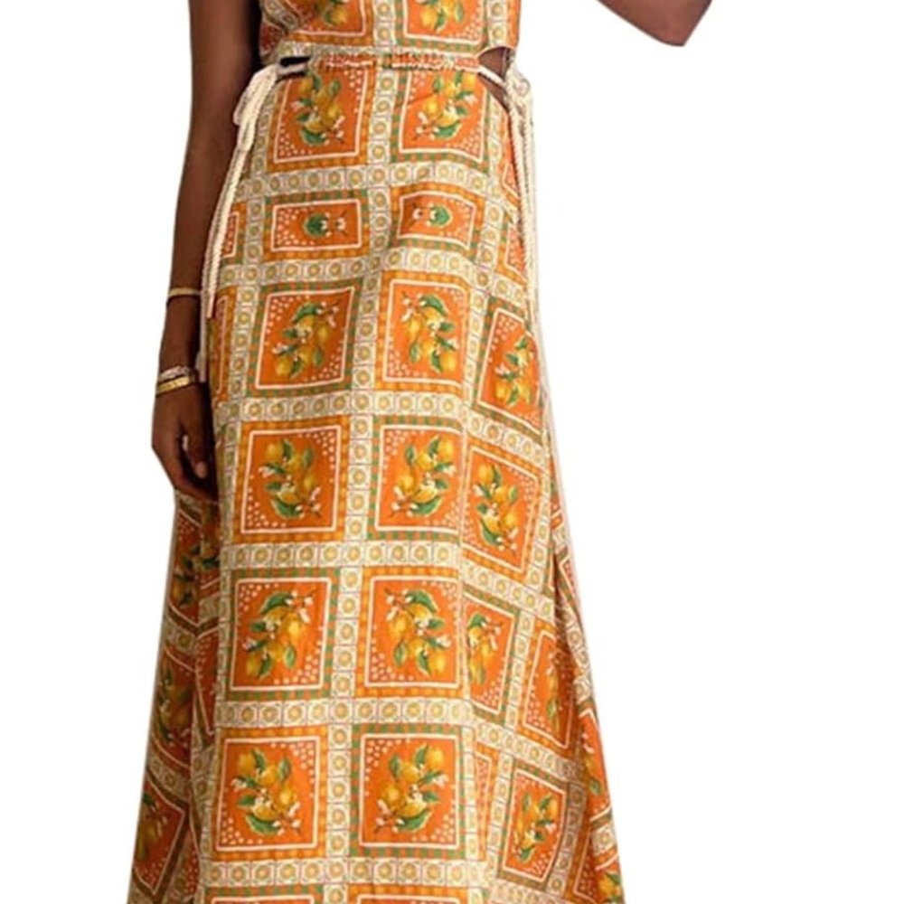 Lemon Print Maxi Dress